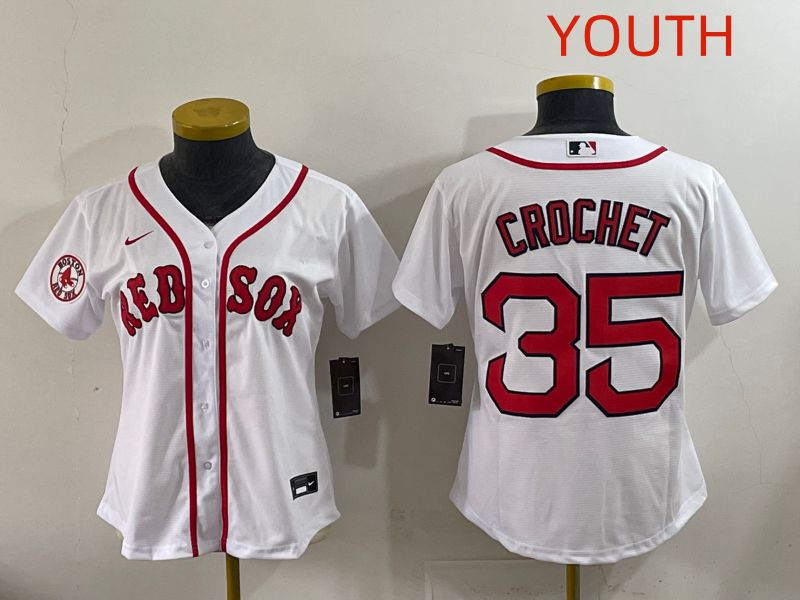 Youth 2025 Boston Red Sox 35 Crochet White Game Nike MLB Jersey style 5